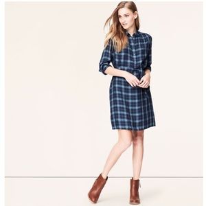 LOFT plaid button down dress